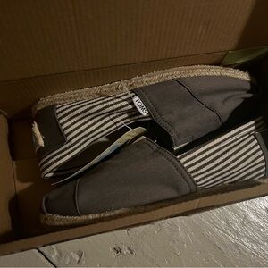 TOMS Striped Espadrilles - Gray and White